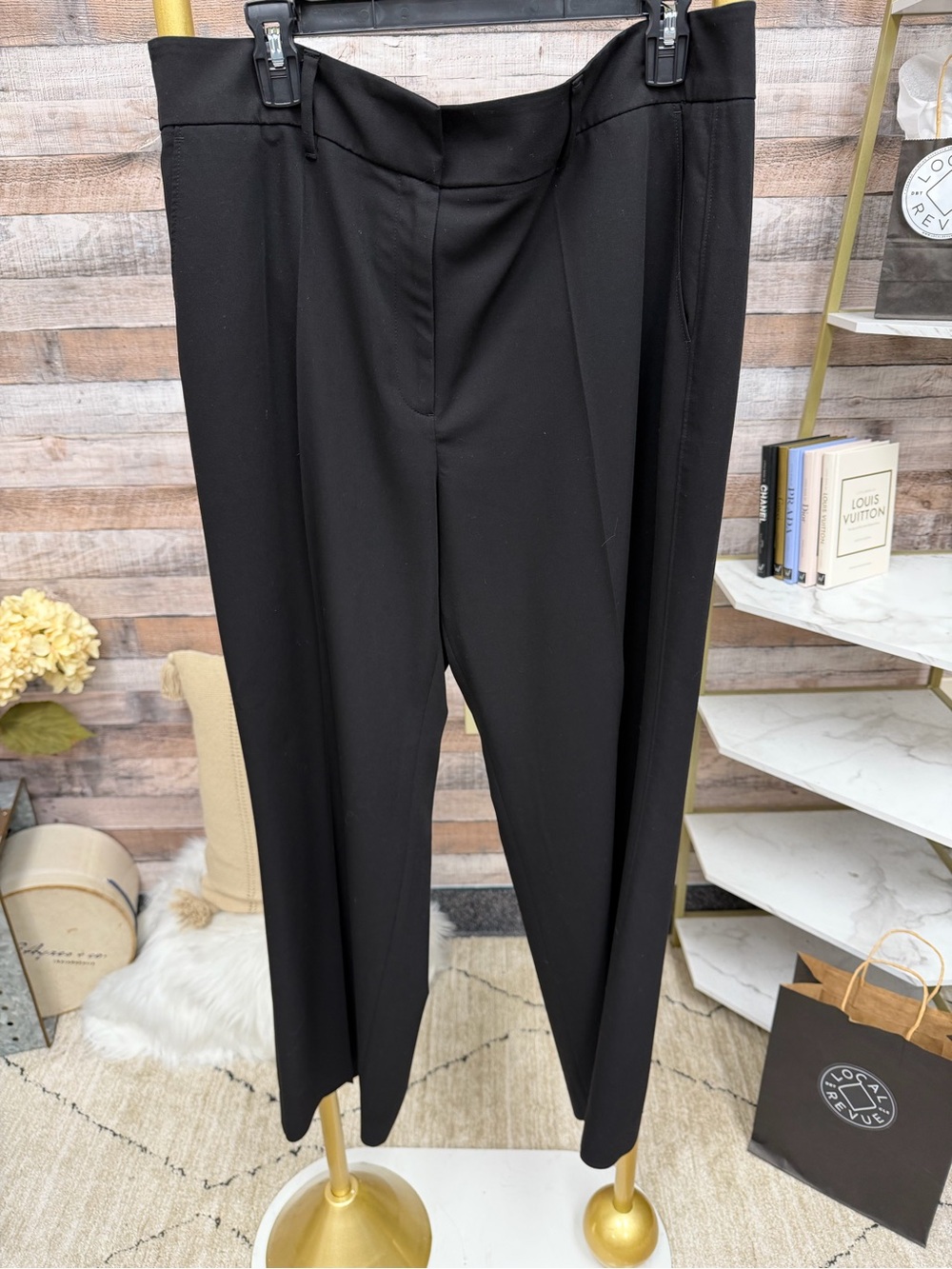 White House Black Market Black Flat Front Dress Pant